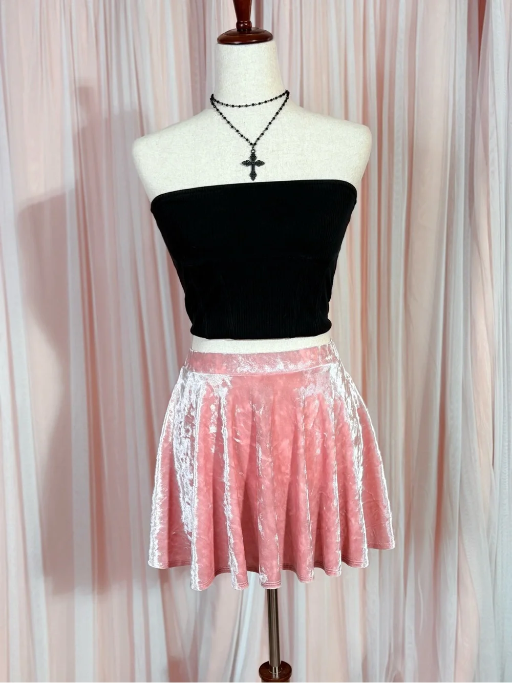 Forever 21 Velvet Pink Skater Skirt